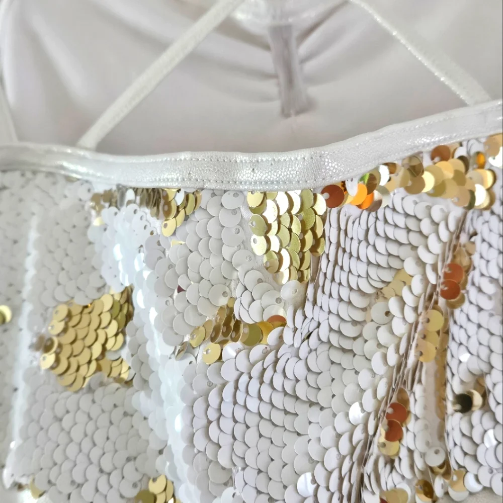 Weissman Dance Costume Size MC White Gold Recital Halloween Princess Ballet Tap